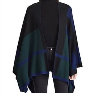 RALPH LAUREN Plaid Cotton Blend Poncho